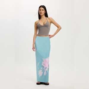 New Cotton On Blue and Pink Tropical Floral Sandy Tube Maxi Skirt